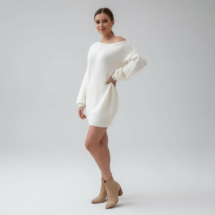 Robe Pull Femme Off-Shoulder – Confortable & Élégante