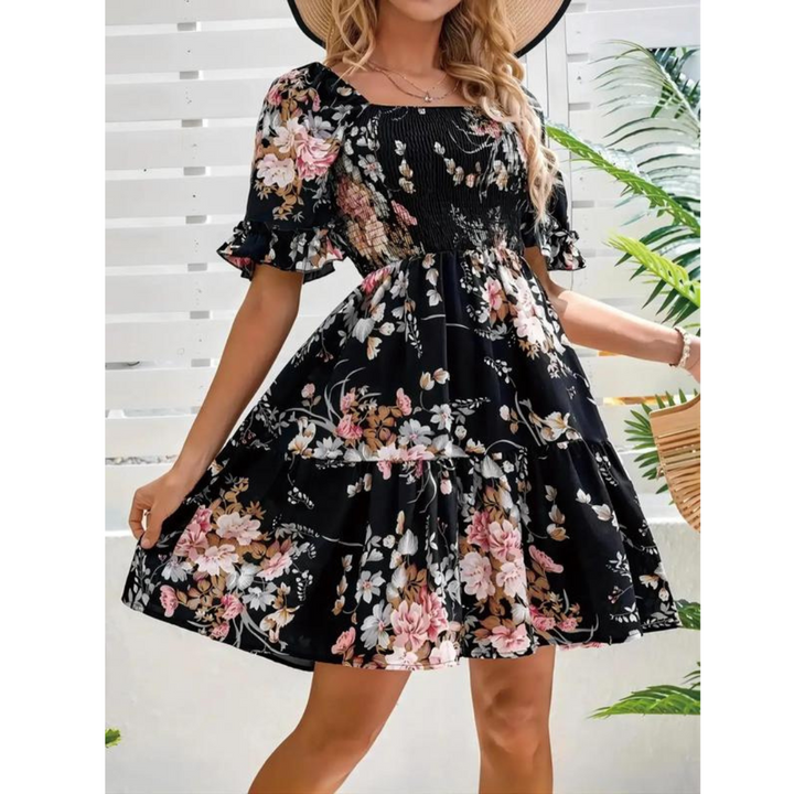 Abi™ – Robe d’été vintage à manches volantées à imprimé floral