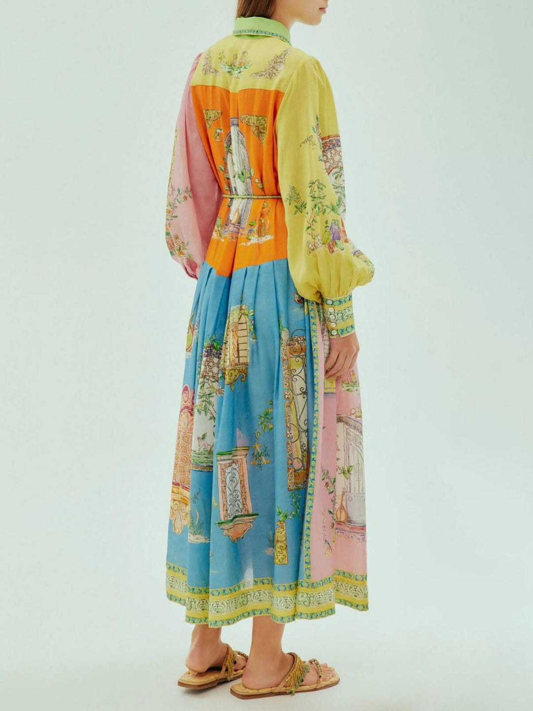 Robe Midi à Motif Floral pour Femmes – Chemise Boutonnée à Manches Longues