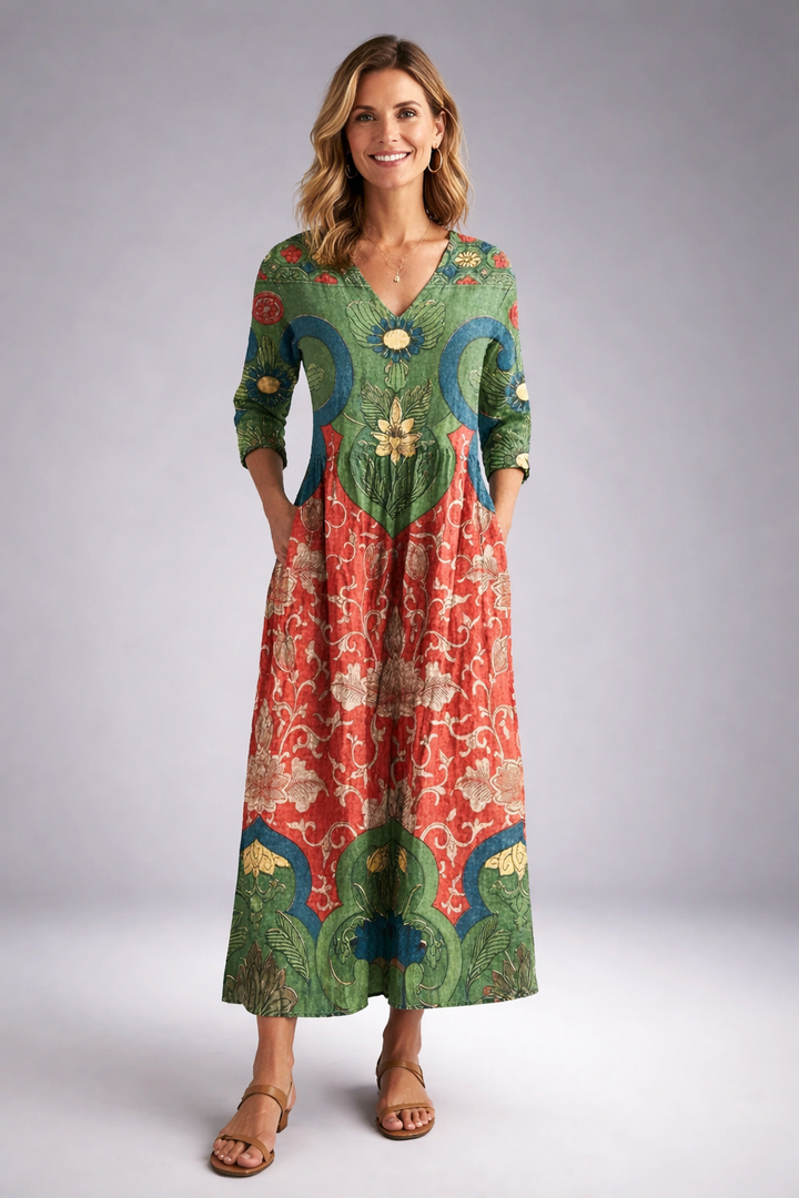 Zara – Robe longue vintage à fleurs, élégance rétro française