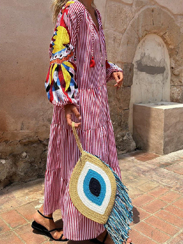 Robe Maxi Légère pour Femmes - Motif Paon