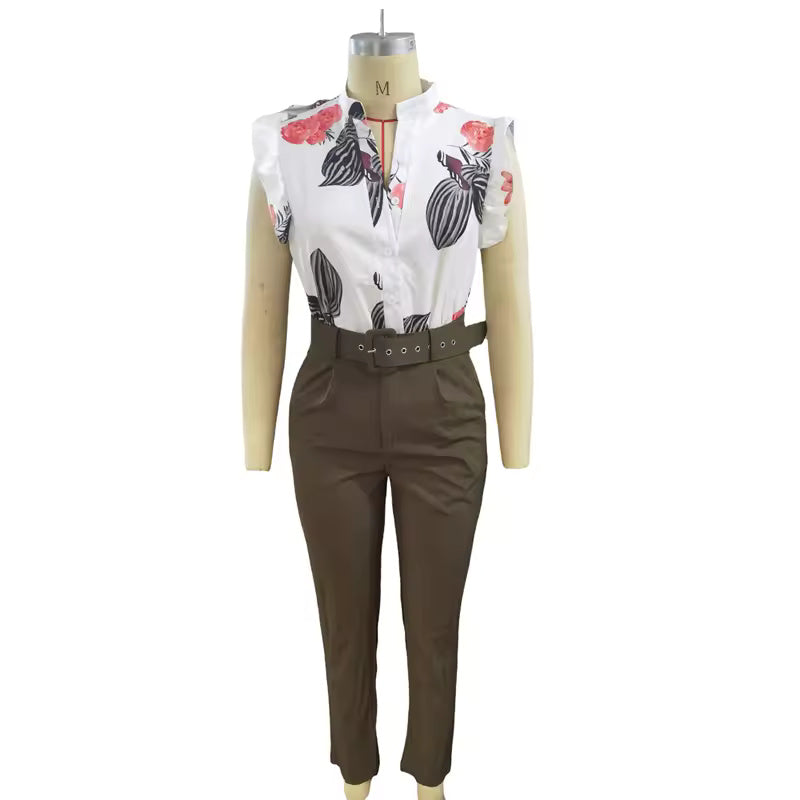 Rainie - Ensemble Chic avec Manches Volantes