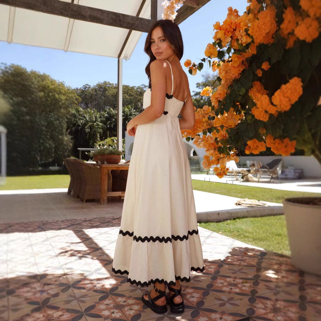 Robe Maxi A-Ligne Femme – Design Plage à Bretelles Spaghetti