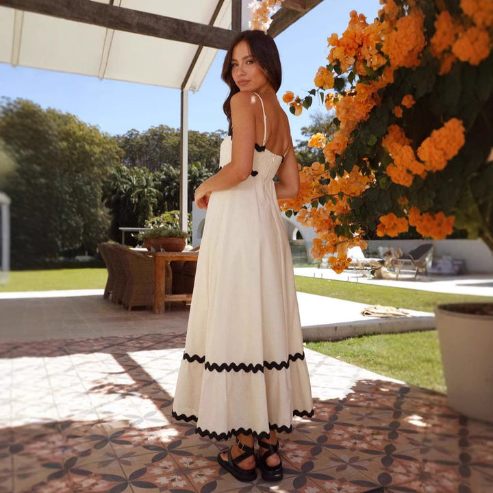 Robe Maxi A-Ligne Femme – Design Plage à Bretelles Spaghetti