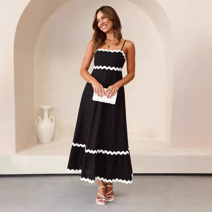 Robe Maxi A-Ligne Femme – Design Plage à Bretelles Spaghetti