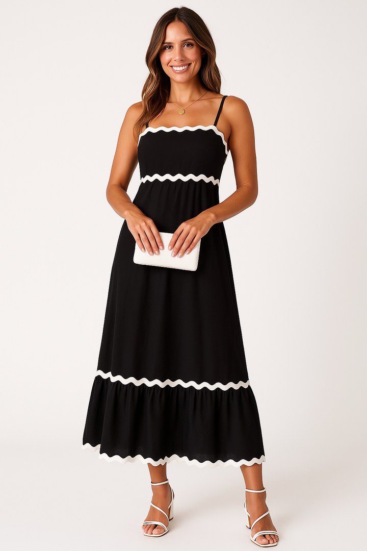 Robe Maxi A-Ligne Femme – Design Plage à Bretelles Spaghetti