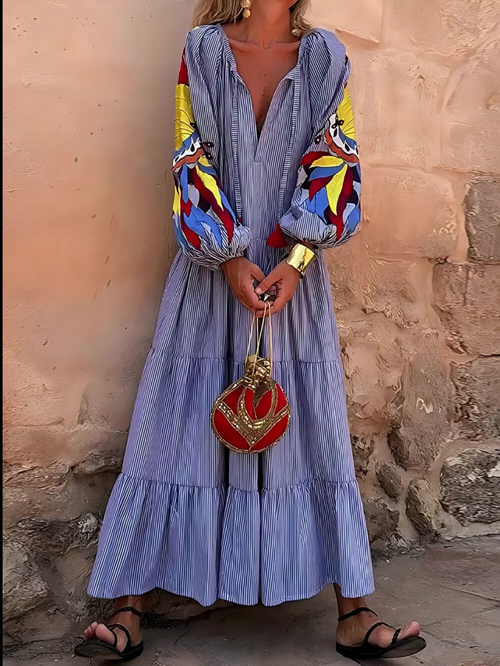 Robe Maxi Légère pour Femmes - Motif Paon