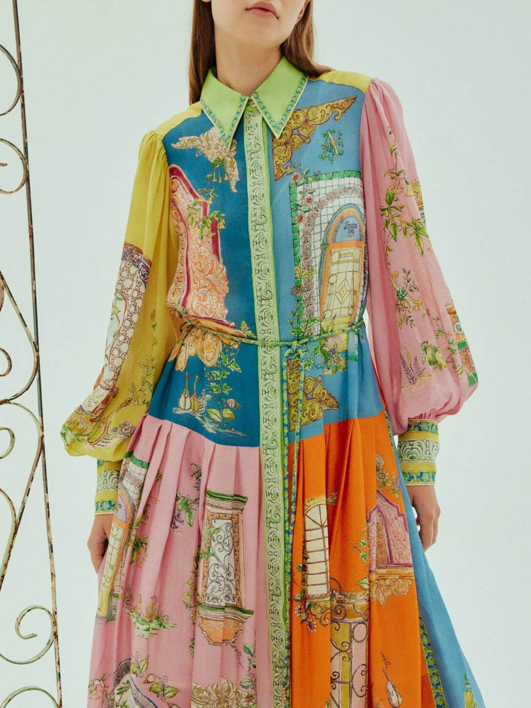 Robe Midi à Motif Floral pour Femmes – Chemise Boutonnée à Manches Longues