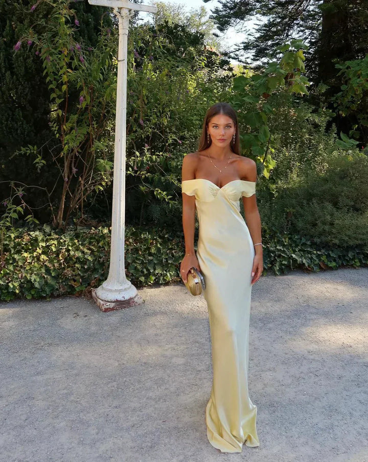 Alina | Satin Maxi Dress with Open Back