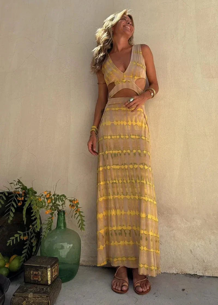 Robe tie dye fluide portefeuille Murcia | Robe bohème été femme