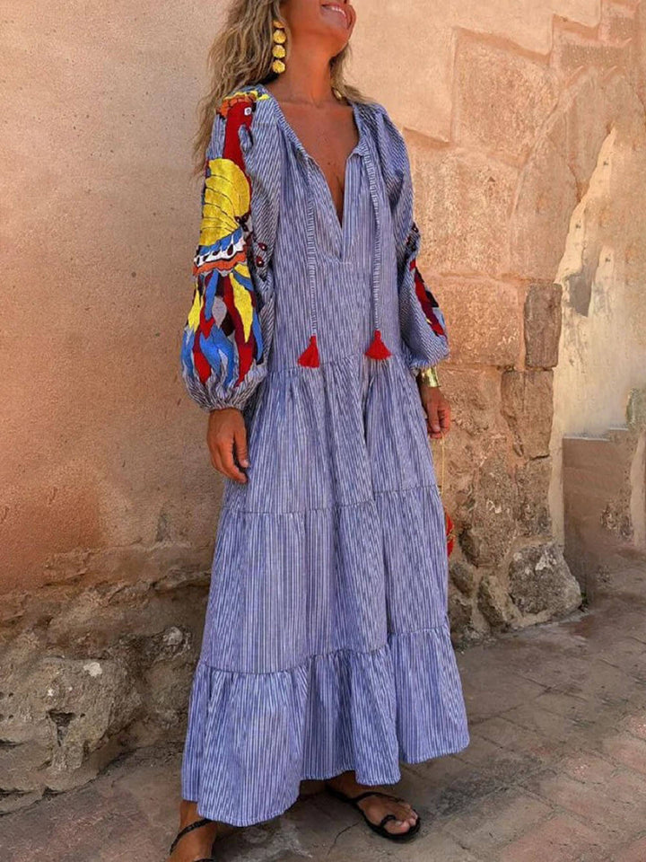 Robe Maxi Légère pour Femmes - Motif Paon