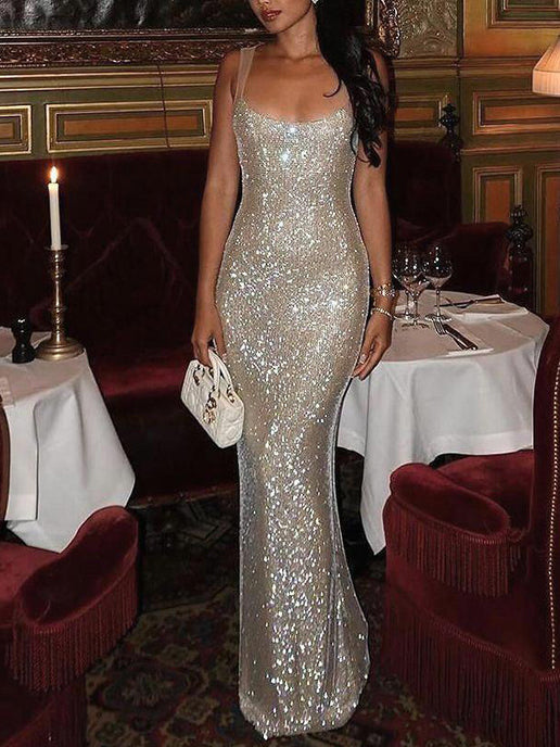 Robe de cocktail scintillante pour femmes | Robe de soirée à paillettes ajustée