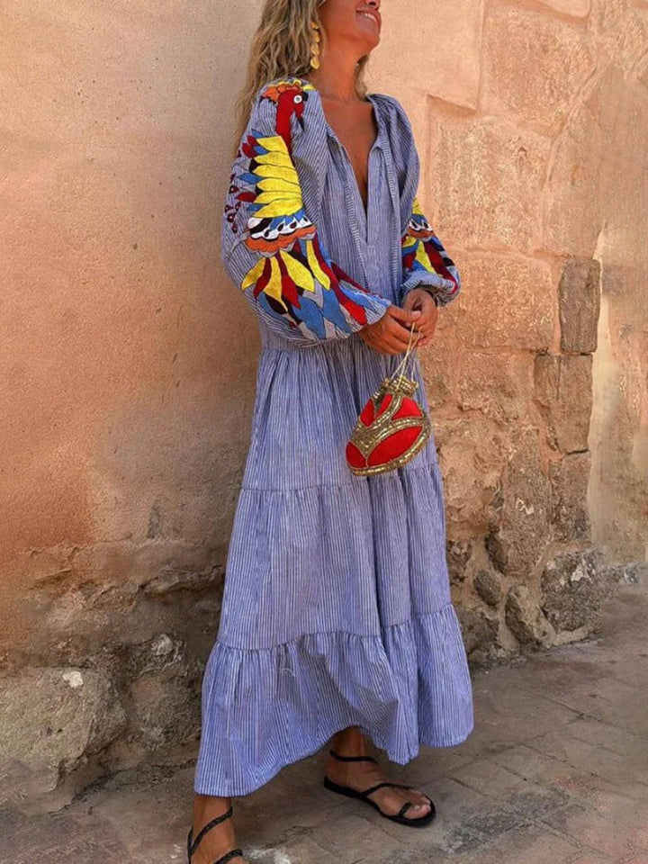 Robe Maxi Légère pour Femmes - Motif Paon