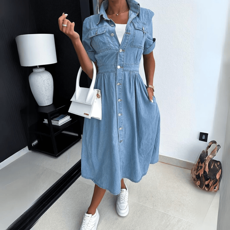 Robe Midi en Jean Femme | Style Décontracté et Élégant | Idéale pour le Jour et la Soirée