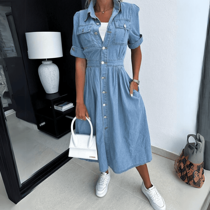 Robe Midi en Jean Femme | Style Décontracté et Élégant | Idéale pour le Jour et la Soirée