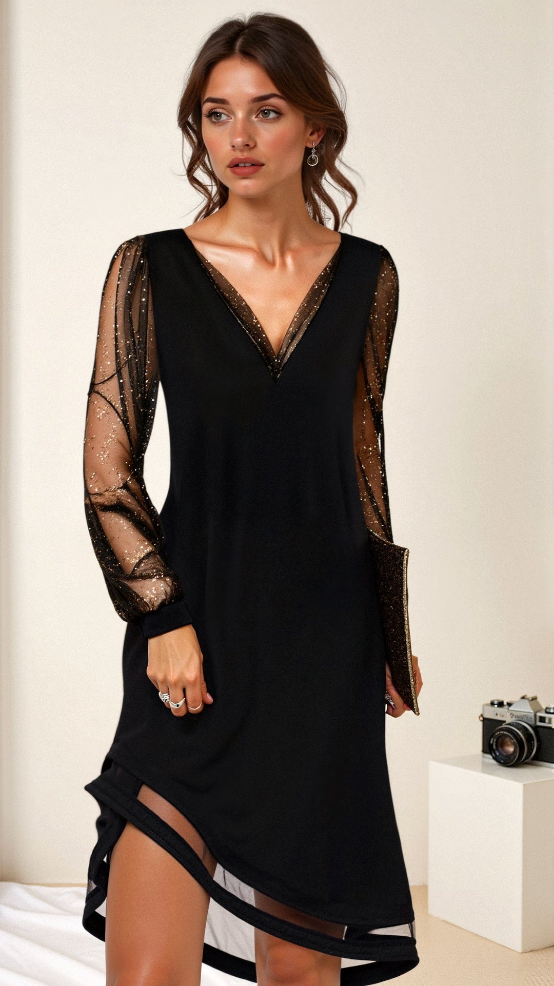 Robe de Soirée Élégante pour Femmes avec Manches Transparentes | Idéale pour les Occasions Spéciales