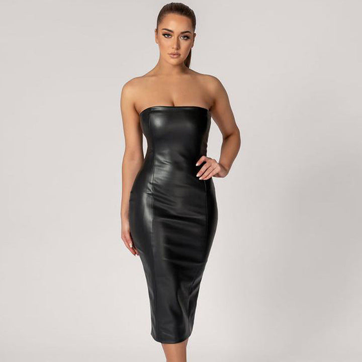 Robe Midi Sans Bretelles pour Femmes | Élégante Coupe Bodycon | Tenue de Fête et de Soirée