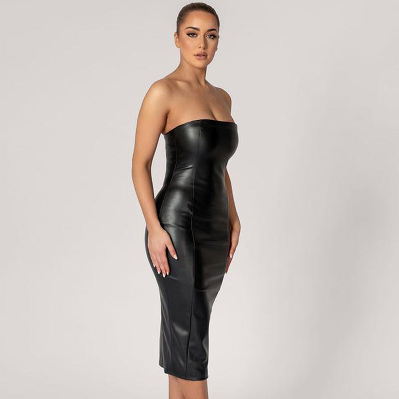 Robe Midi Sans Bretelles pour Femmes | Élégante Coupe Bodycon | Tenue de Fête et de Soirée