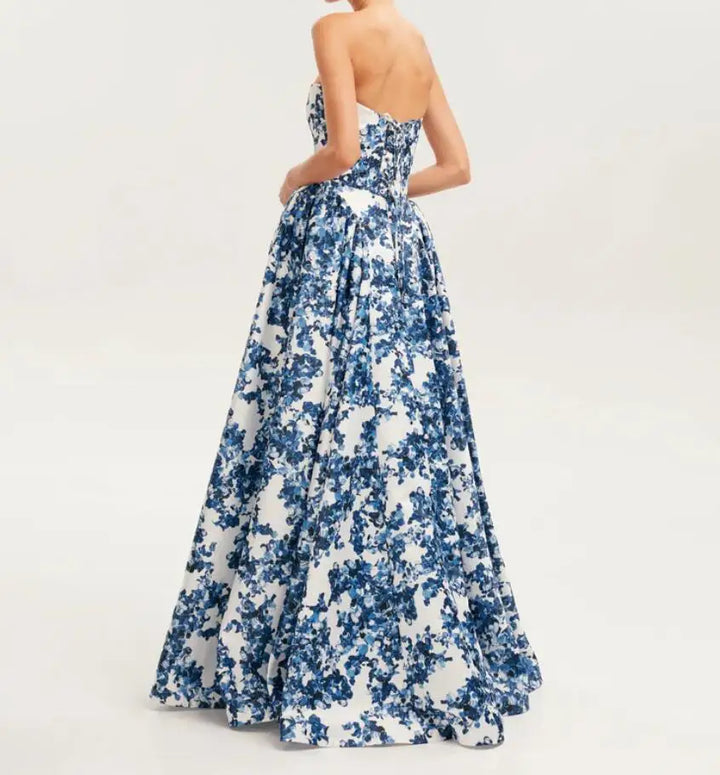 Robe Maxi Sans Bretelles Imprimée pour Femmes – Style Printanier Épuré