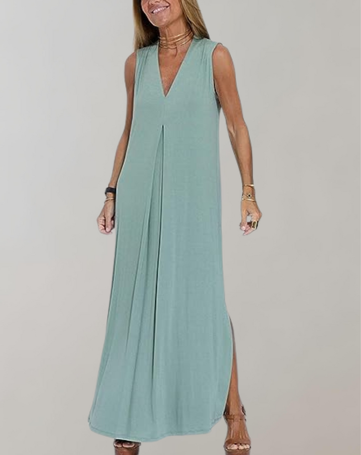 Robe Maxi Femme Col V | Vêtements d'Été Légers et Aérés | Coupe Élégante et Confortable