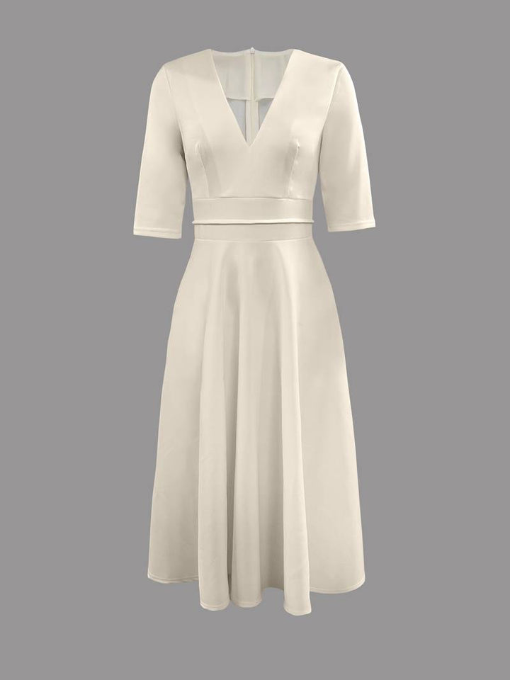Robe de Mariage Femme Col V – Élégante, Flatteuse et Confortable pour les Célébrations Estivales